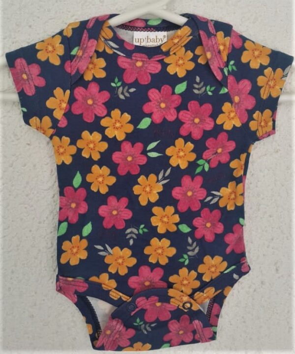 Body Azul Floral Rn 0 A 3 Meses