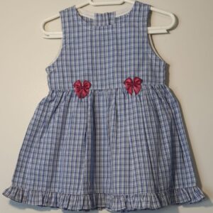 Vestido Xadrez Azul Laços Uva 6 A 12 Meses