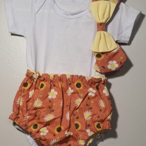 Kit Verão 3 Pçs Laço Amarelo 9 A 12 Meses