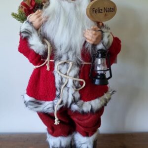 Papai Noel 60cm Com Laterna E Placa Feliz Natal