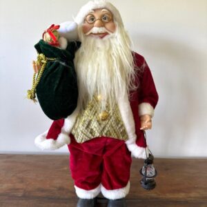 Papai Noel 50cm Colete Dourado Com Lanterna