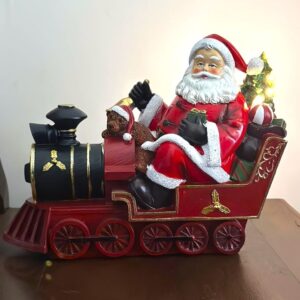 Papai Noel Na Locomotiva Com Árvore Iluminada