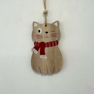 Enfeite Árvore Gatinho Cachecol Vermelho