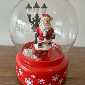 Globo de Neve Musical Papai Noel com Poste Iluminado