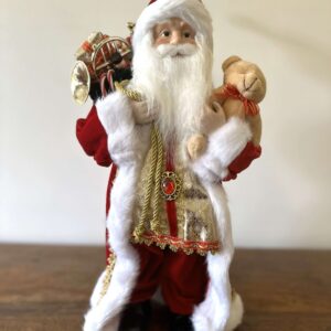 Papai Noel 45CM Capa Veludo Blusa Dourada Urso e Saco Presentes